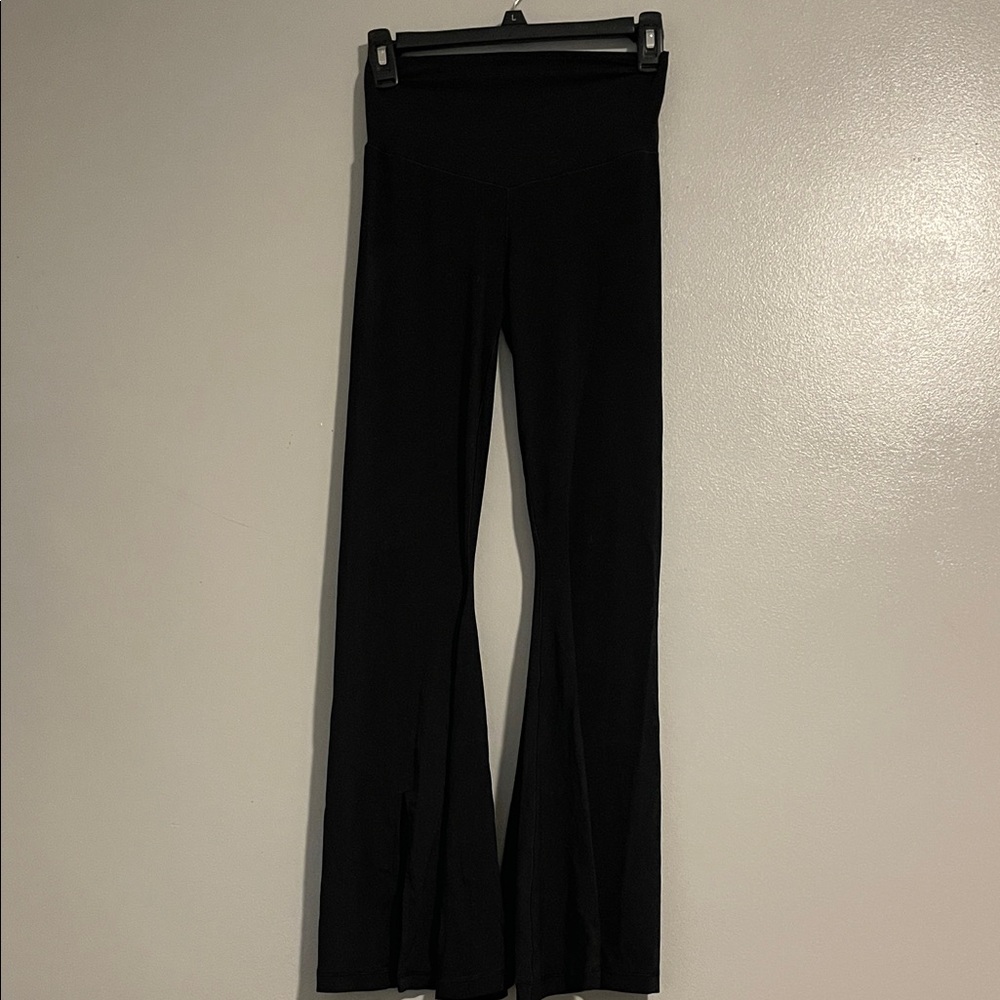 Aerie OFFLINE Black Flared Leggings With Front Slit Detail